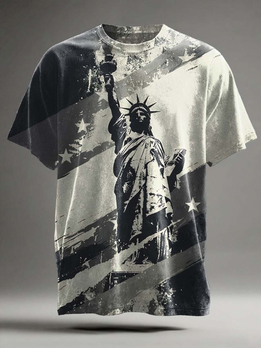 Statue of Liberty Print Casual Short-Sleeve T-Shirt