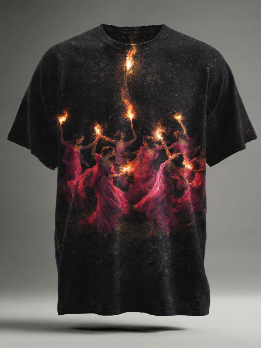 Bonfire Print Casual Short-Sleeve T-Shirt