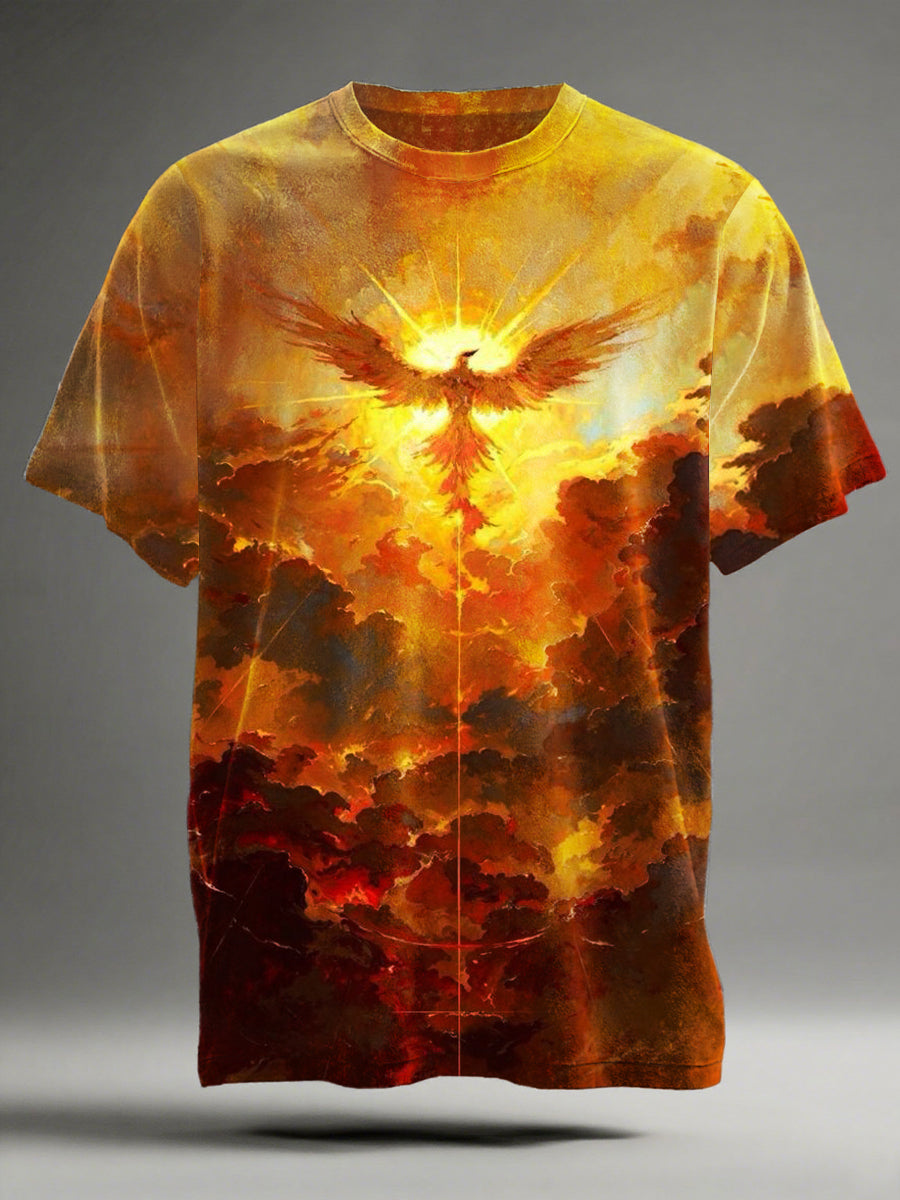 "Phoenix Rising from the Ashes" Printed Casual Short-Sleeve T-Shirt