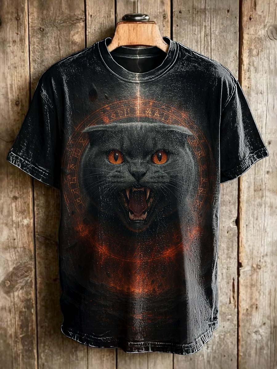 Roaring Cat Printed Casual Short-Sleeve T-Shirt