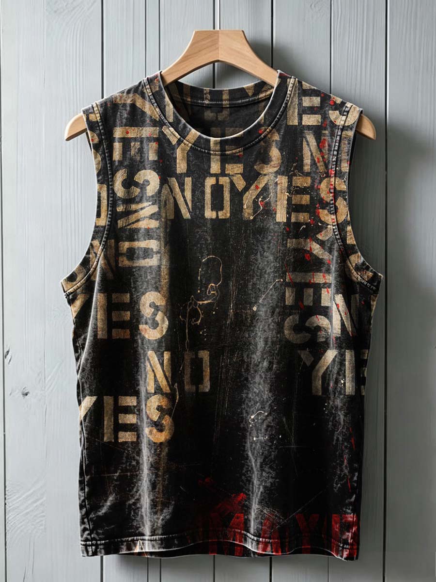 Letter Graffiti Print Casual Tank Top