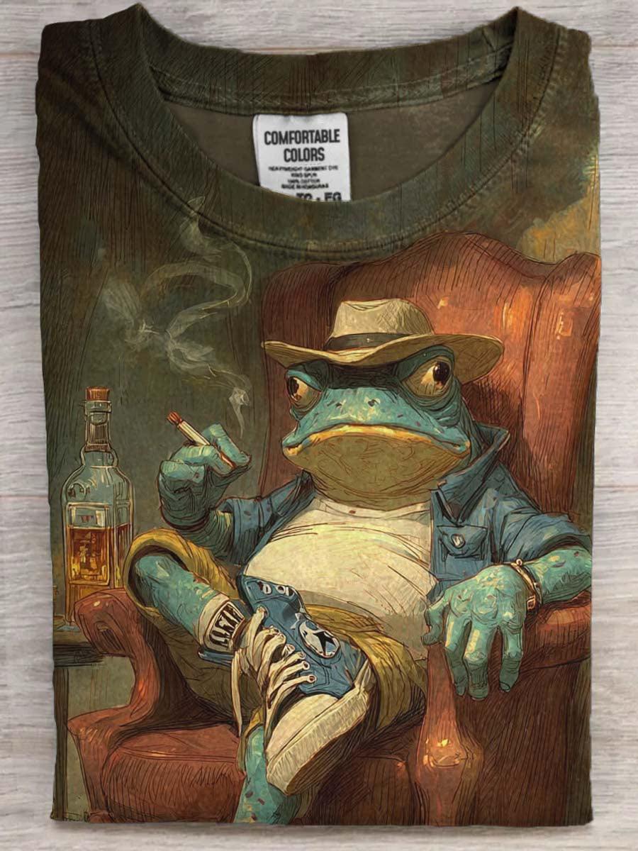 Big Frog Print Casual Short-Sleeve T-Shirt