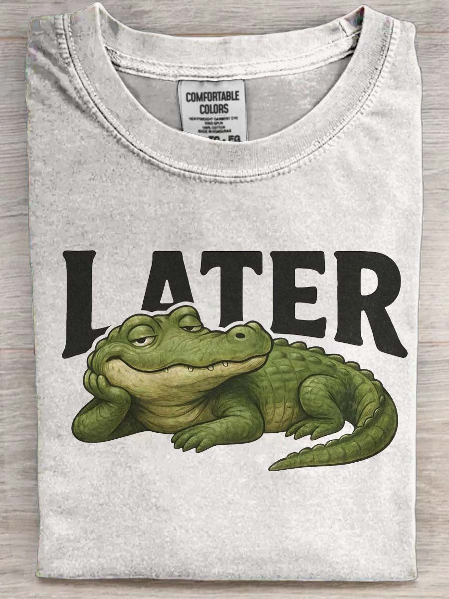 Crocodile Print Casual Short-Sleeve T-Shirt