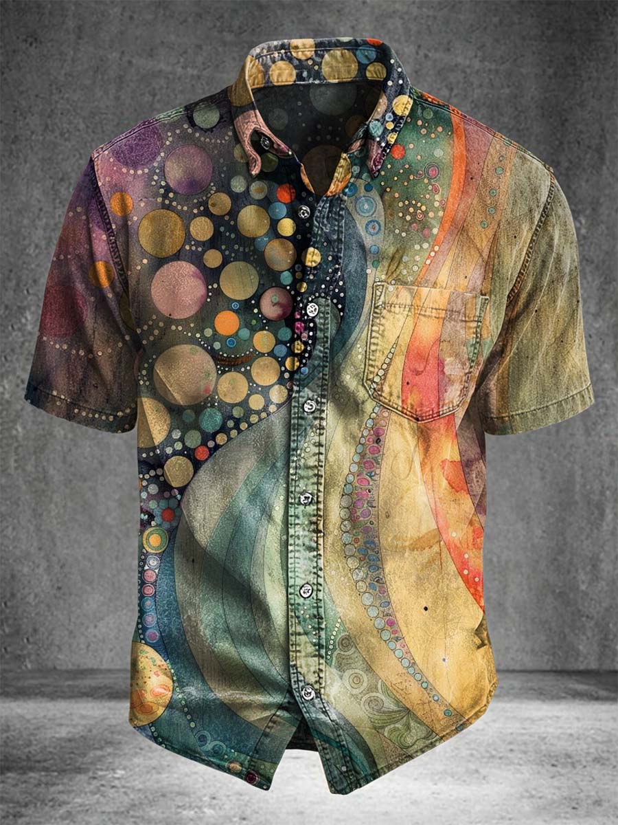 Colorful Polka Dot Print Casual Short-Sleeved Shirt