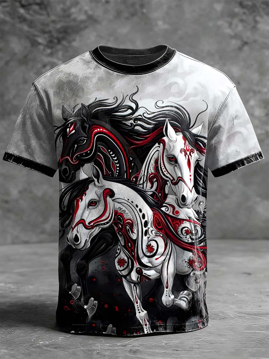 Tribal Horse Print Casual Short-Sleeve T-Shirt