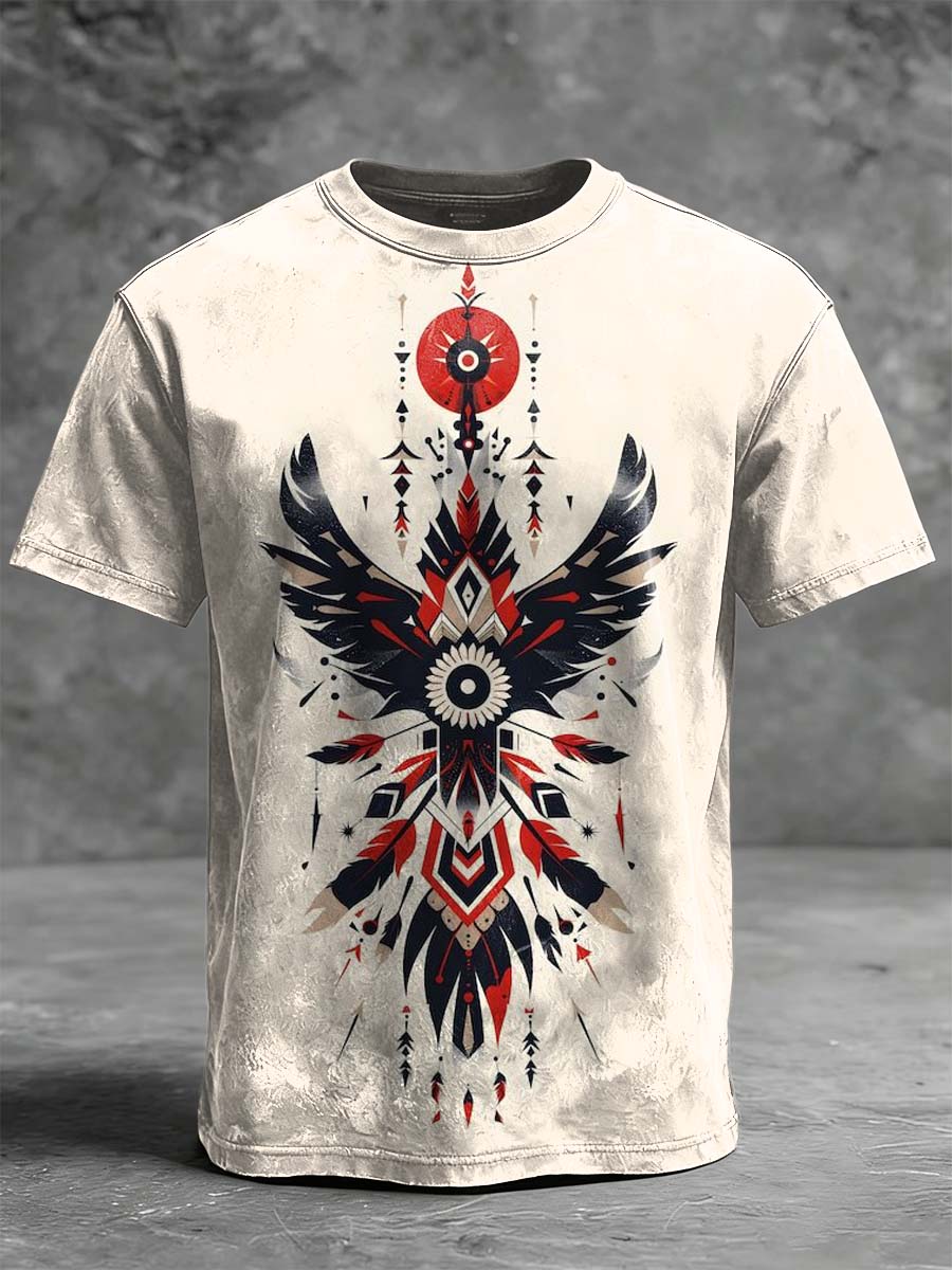 Geometric Thunderbird Print Casual Short-Sleeve T-Shirt