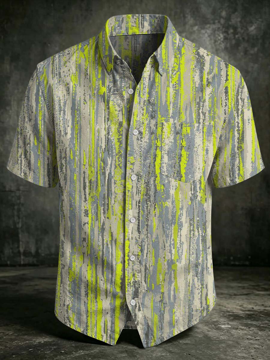 Printed Vintage Fashion Lapel Loose Short Sleeve Shirt