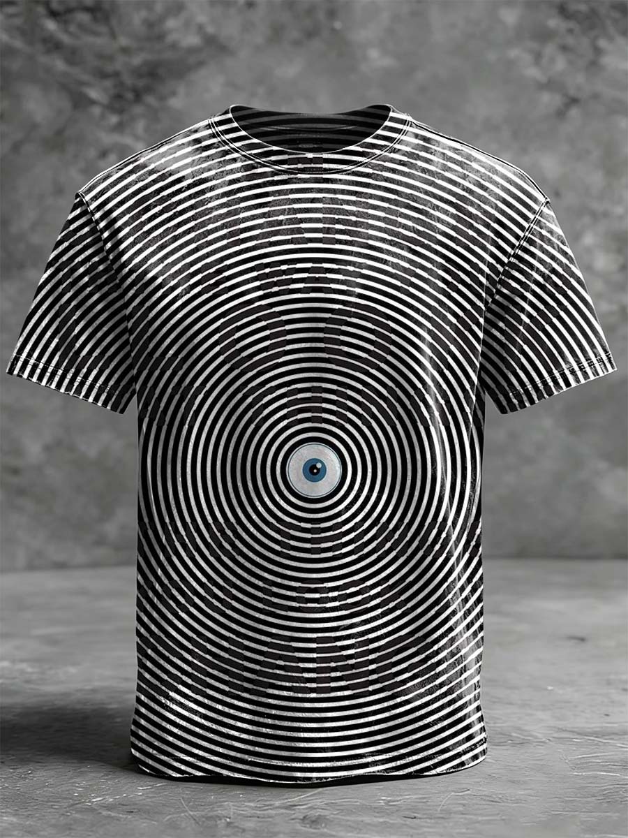 Hypnotic Swirl Eye Print Casual Short-Sleeve T-Shirt