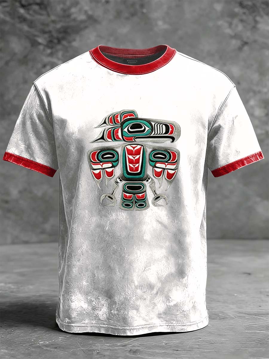 Indigenous Thunderbird Totem Print Casual Short-Sleeve T-Shirt
