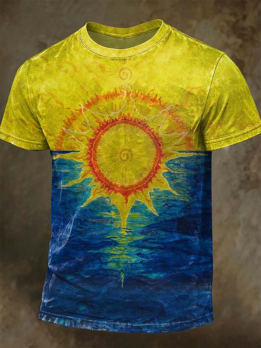 Sunset Ocean Print Casual Short-Sleeve T-Shirt