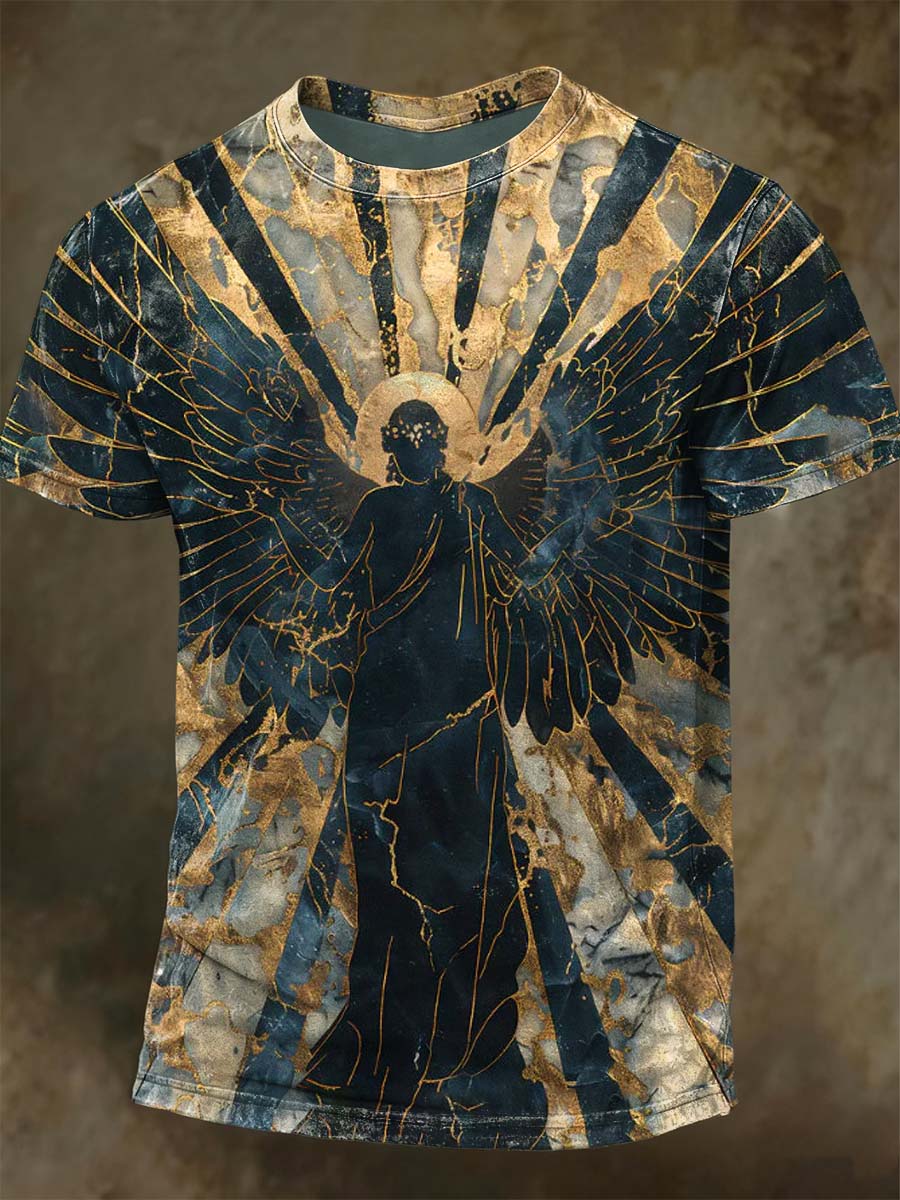 Marble Angel Printed Casual Short-Sleeve T-Shirt