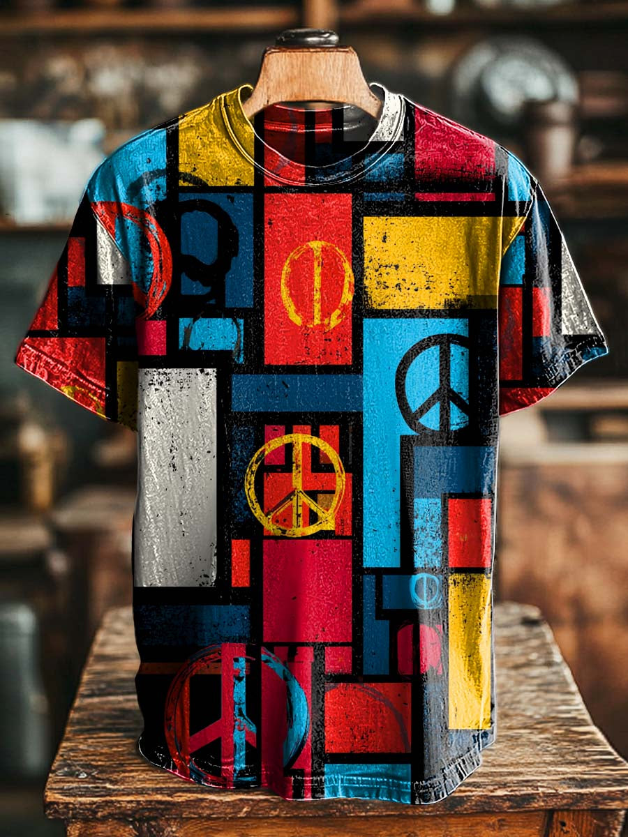 Geometric Cube Print Casual Short-Sleeve T-Shirt