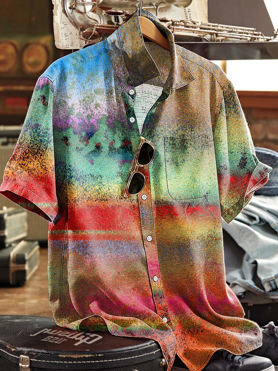 Gradient Print Casual Short-Sleeve Shirt