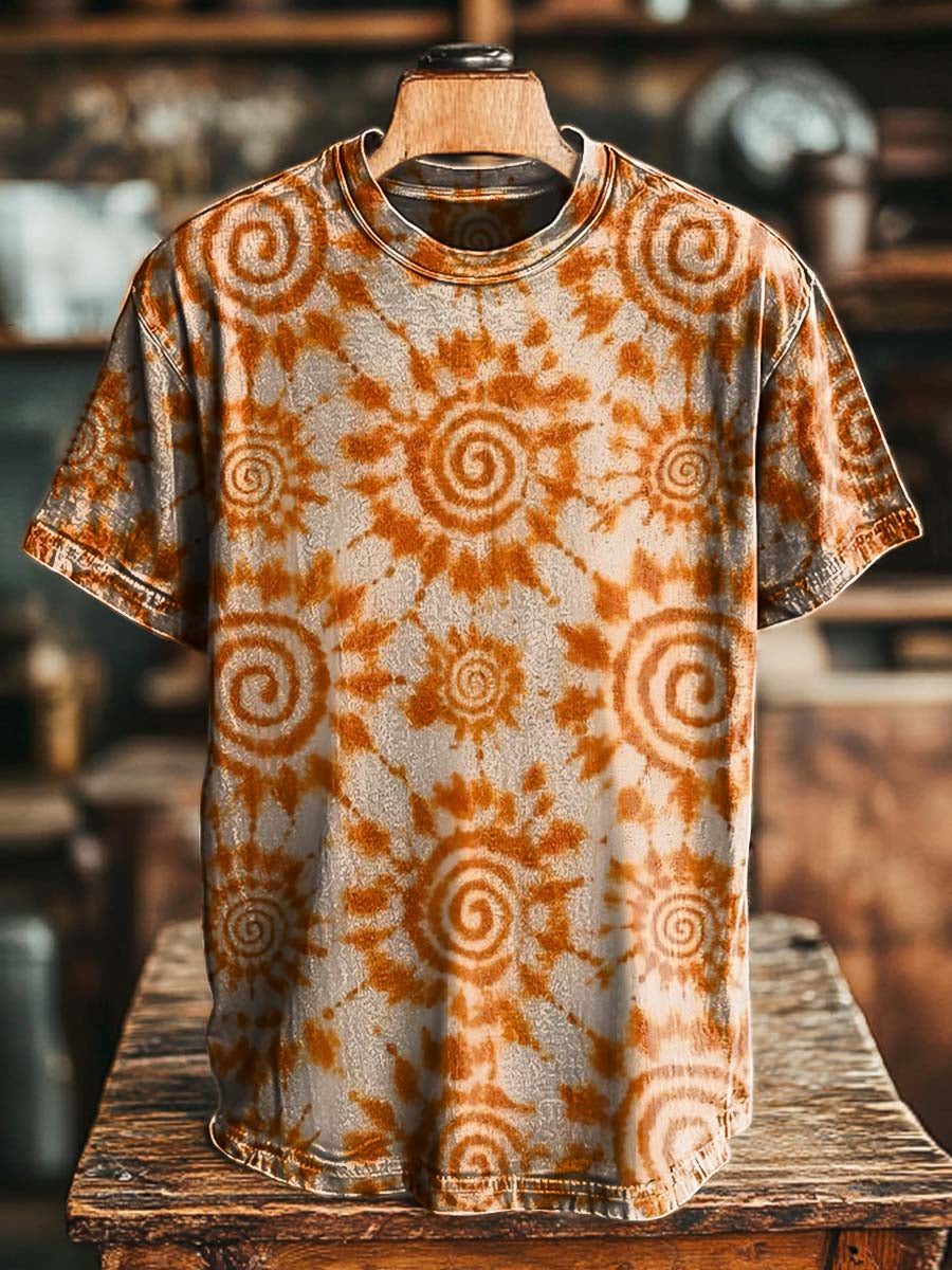 Tie-Dye Spiral Sun Print Casual Short-Sleeved T-Shirt