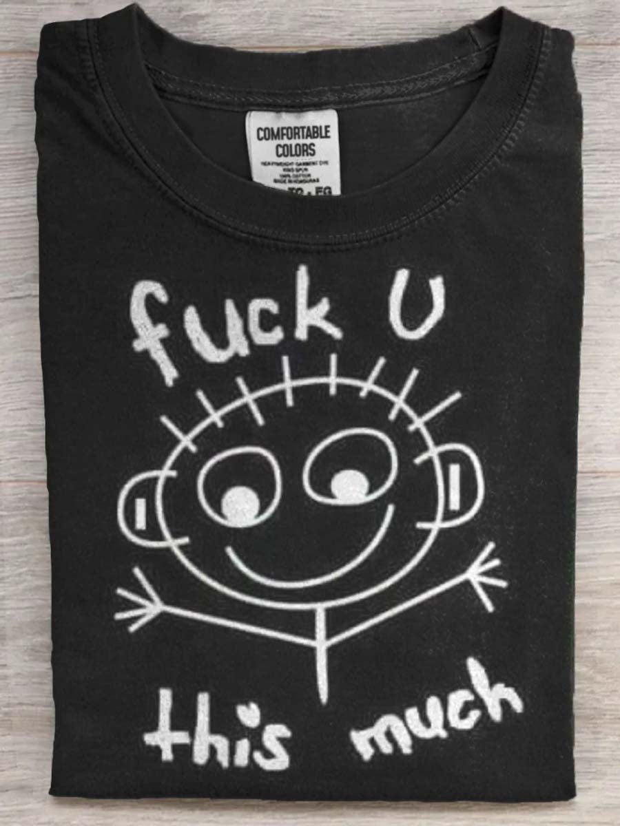 Funny Line Drawing Print Casual Short-Sleeved T-Shirt