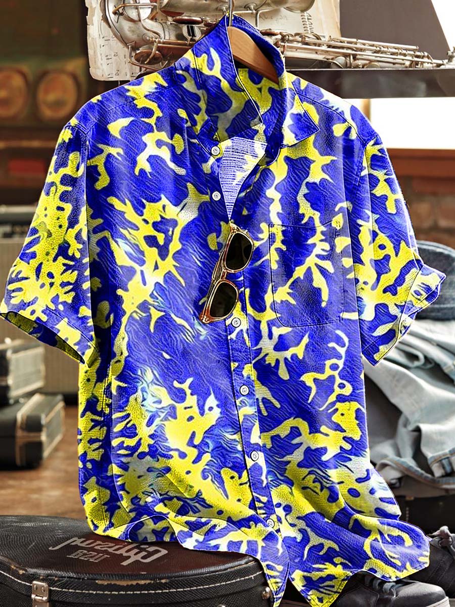 Abstract Camouflage Print Casual Short-Sleeved Shirt