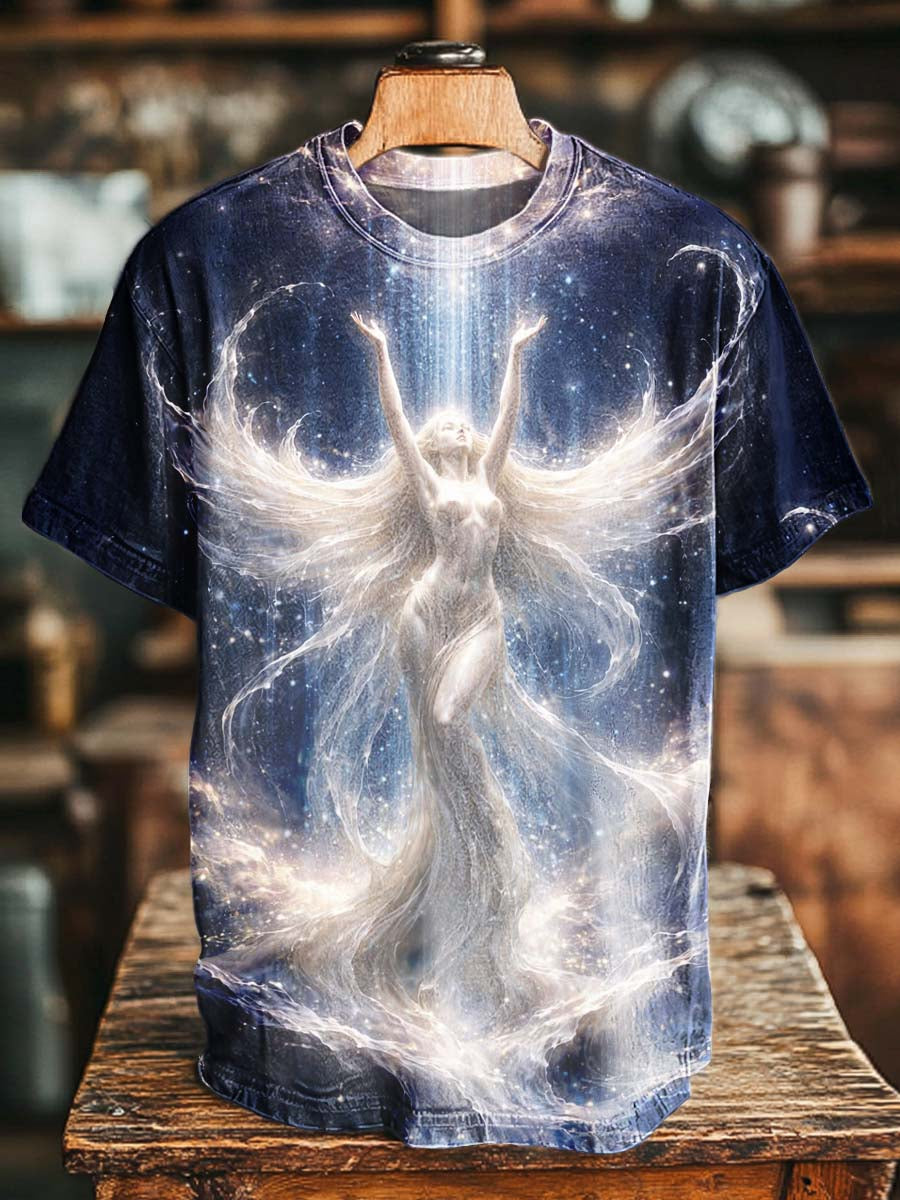 Starry Sky Wings Goddess Printed Casual Short-Sleeve T-Shirt
