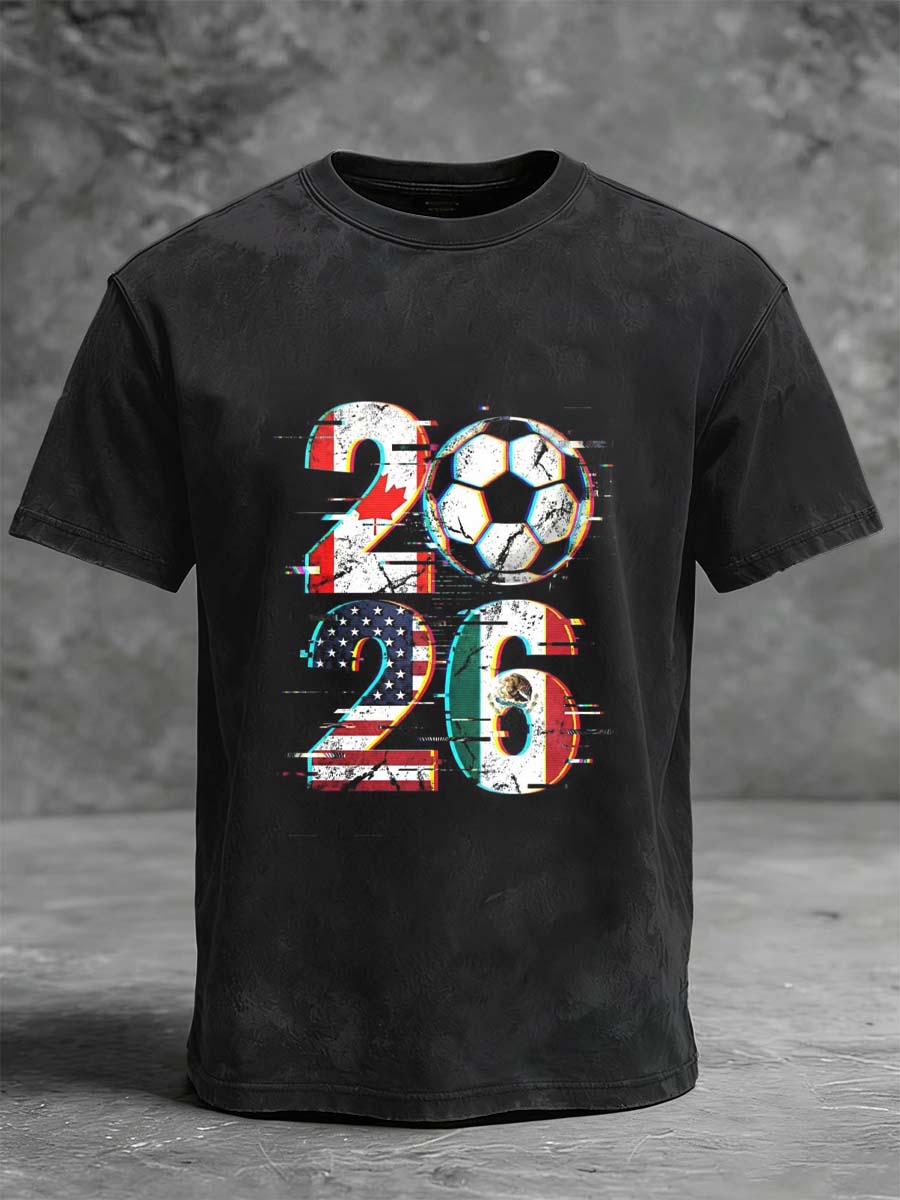 2026 Glitch-Style Digital Print Casual Short-Sleeve T-Shirt