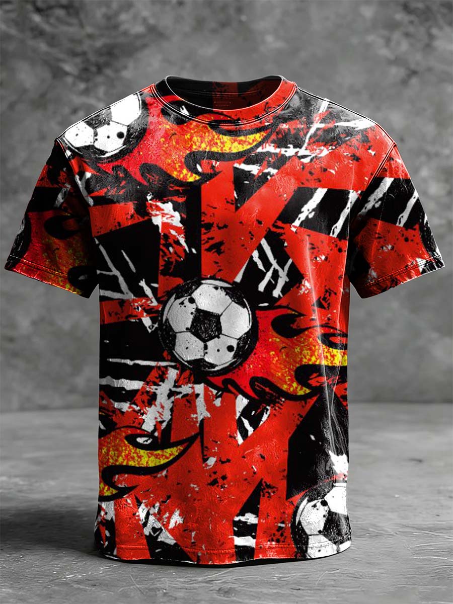 Graffiti Football "Blokecore" Style Printed Casual Short-Sleeve T-Shirt