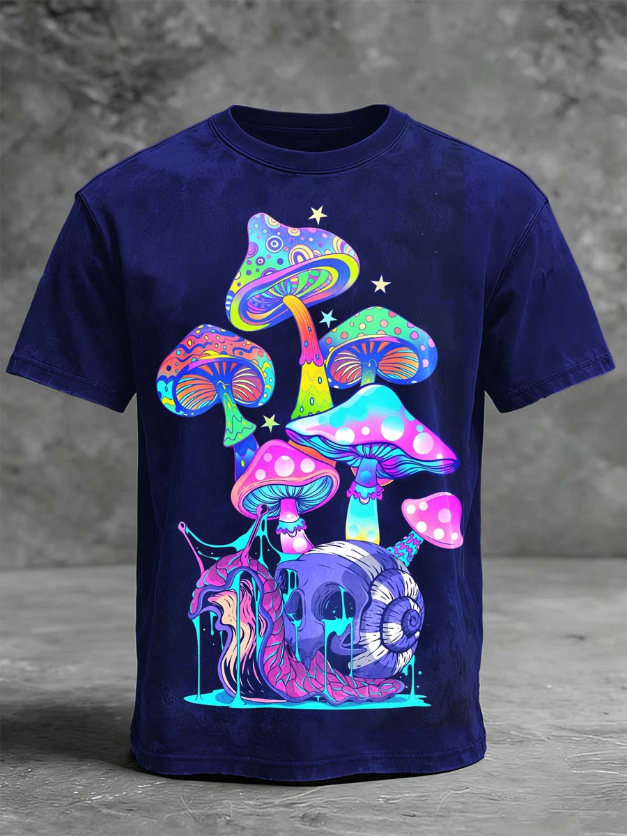 Psychedelic Mushroom Print Casual Short-Sleeve T-Shirt