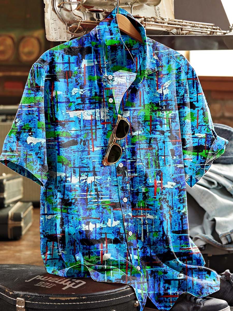 Abstract Graffiti Print Casual Short-Sleeved Shirt