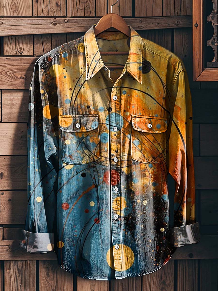 Abstract Oil Painting Art Print Casual Long-Sleeved Shirt