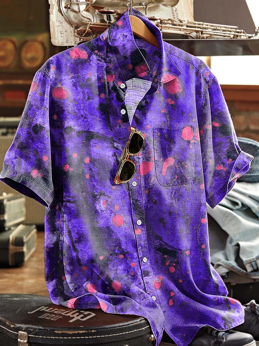 Abstract Pastel Print Casual Short-Sleeved Shirt