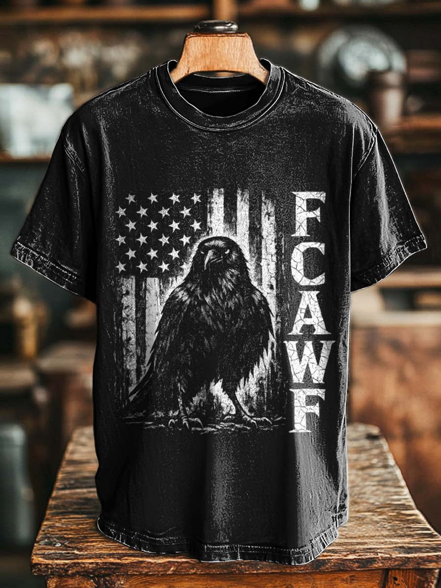 Fun Crow Print Casual Short-Sleeved T-Shirt
