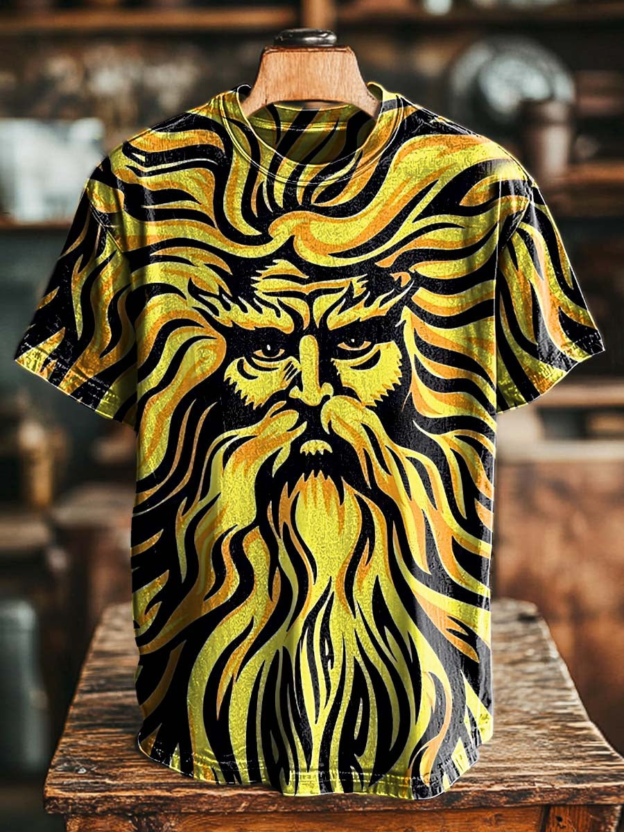 Mythical Power Totem Print Casual Short-Sleeve T-Shirt