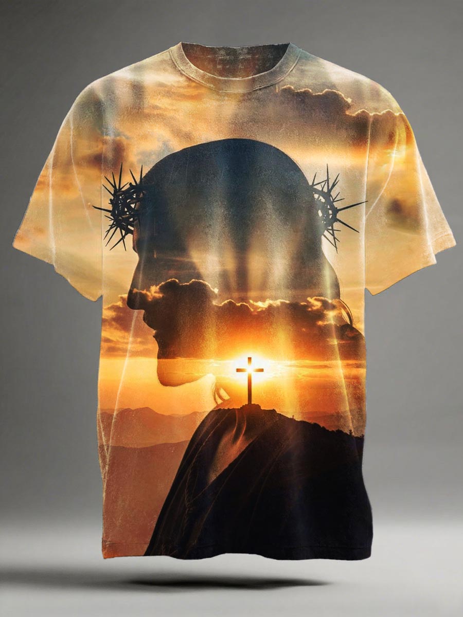 Jesus Crown of Thorns Print Casual Short-Sleeve T-Shirt