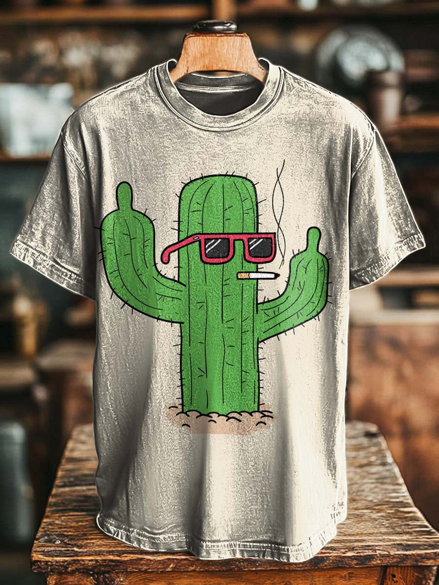 Fun Cactus Print Casual Short-Sleeved T-Shirt