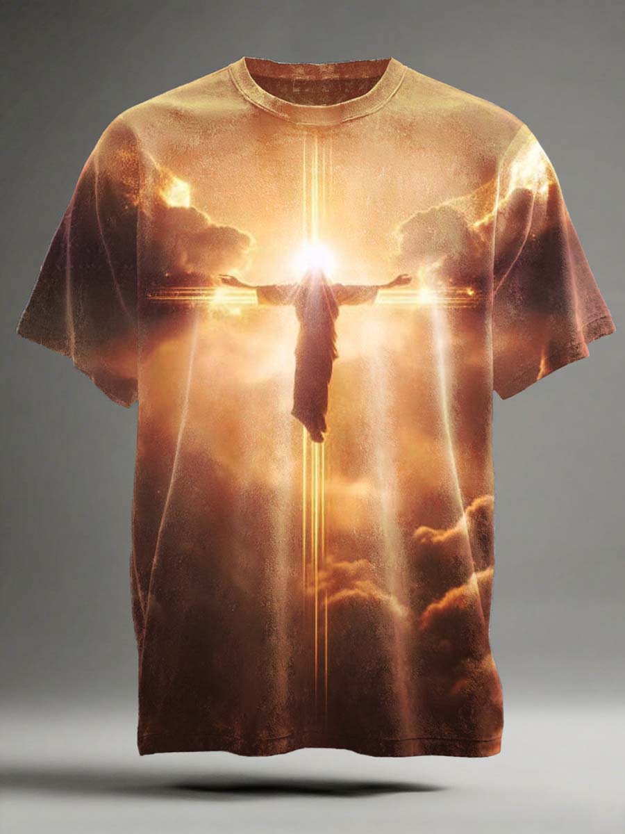 Jesus Ascension Print Casual Short-Sleeve T-Shirt