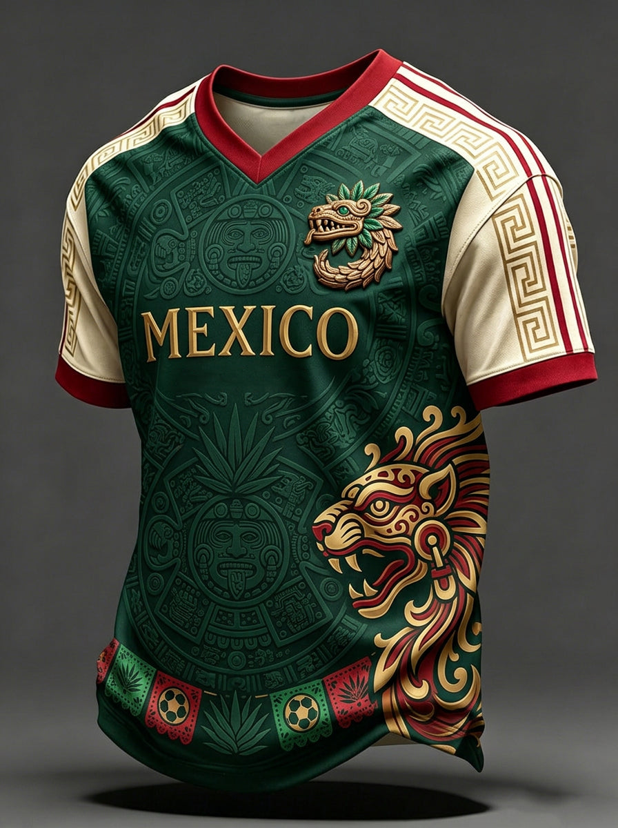 Men's Mexican Football Fan Casual Printed T-shirt