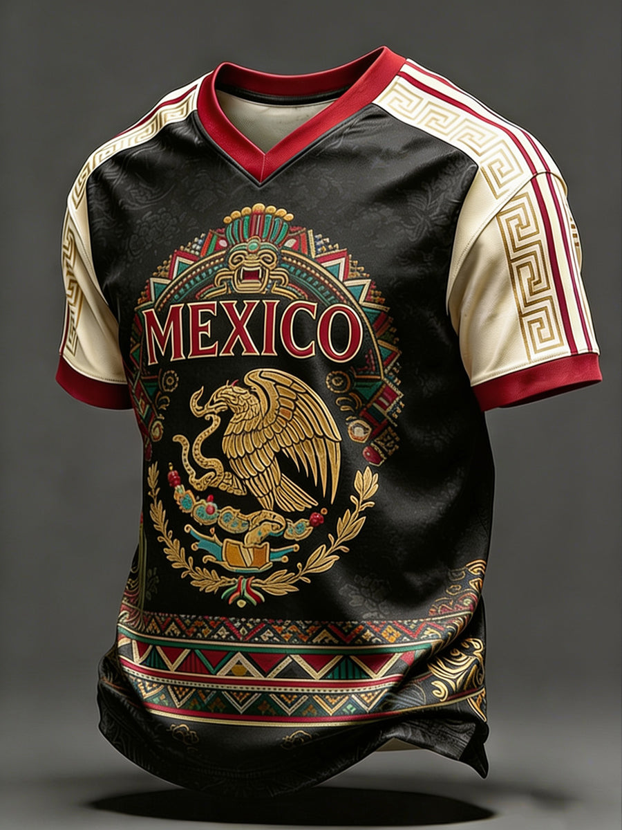 Men's Mexican Football Fan Casual Printed T-shirt