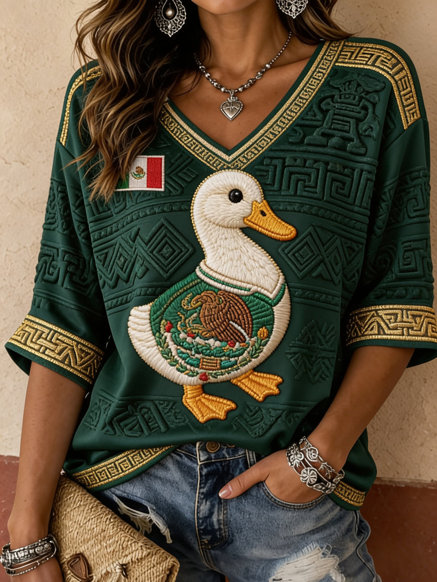 Women's Mexico Soccer Fan Graphic Casual T-Shirt