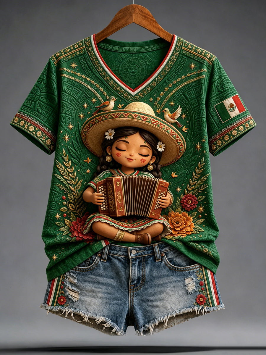Women's Mexico Soccer Fan Graphic Casual T-Shirt
