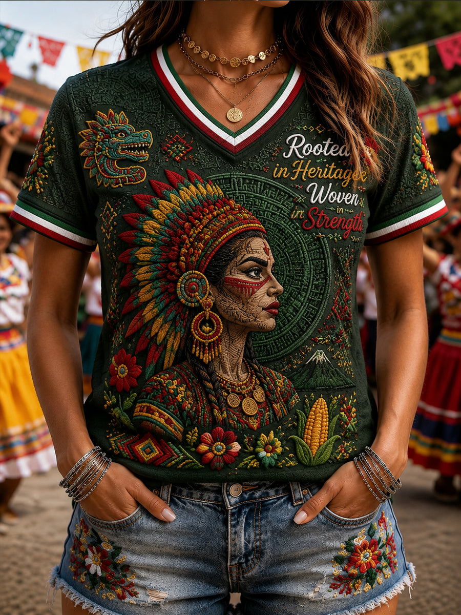 Women's Mexico Guelaguetza Festival Printed Casual Short-Sleeve T-Shirt