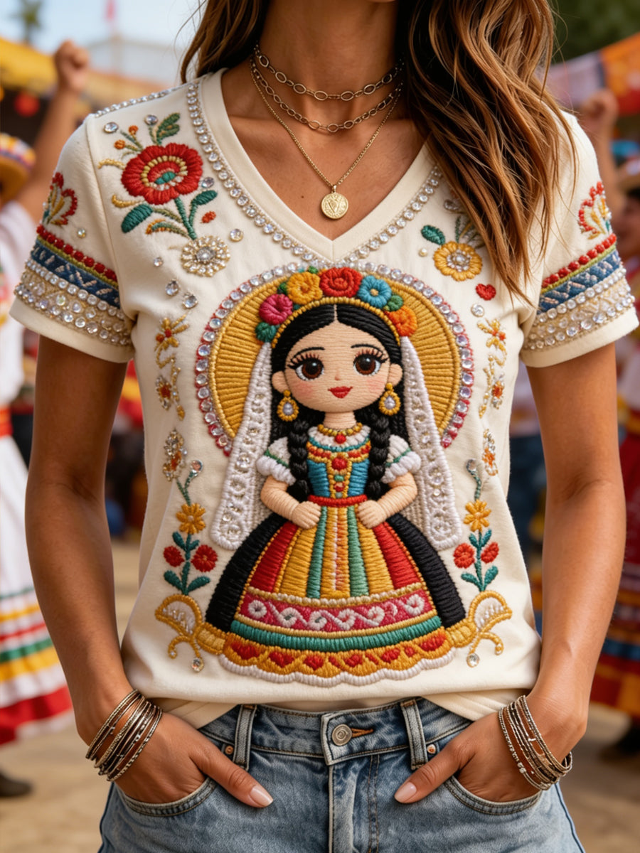 Women's Guelaguetza Festival Print Casual T-Shirt