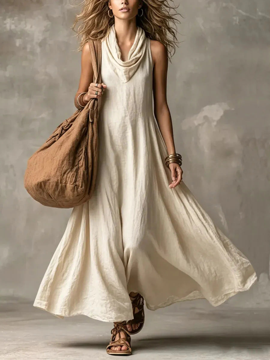 Women’S V-Neck Loose Sleeveless Floor-Length Maxi Dress