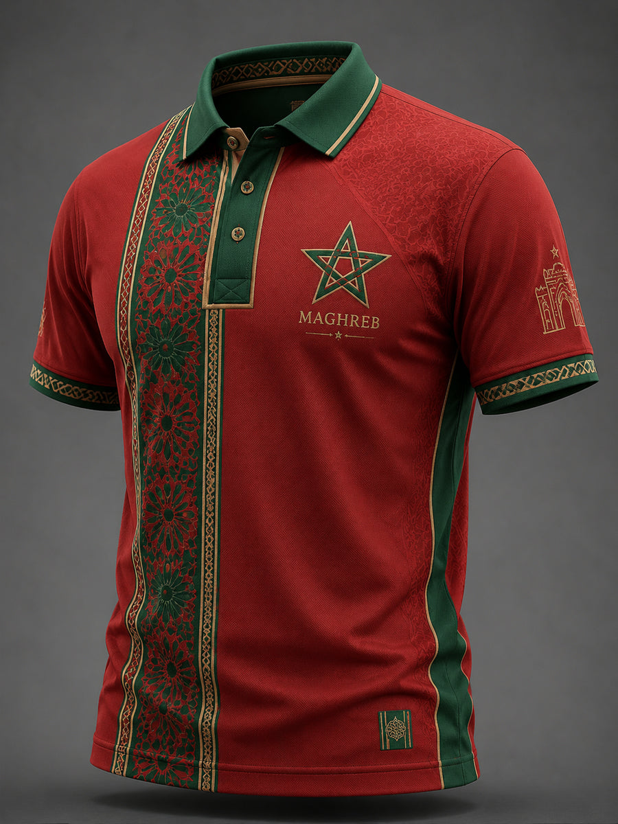 Men’s Morocco Football Enthusiast Printed Casual Polo Shirt