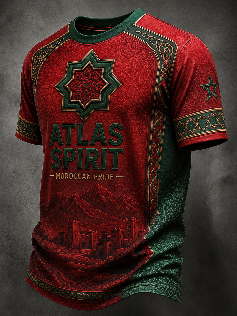 Men’s Morocco Football Enthusiast Printed Casual T-Shirt