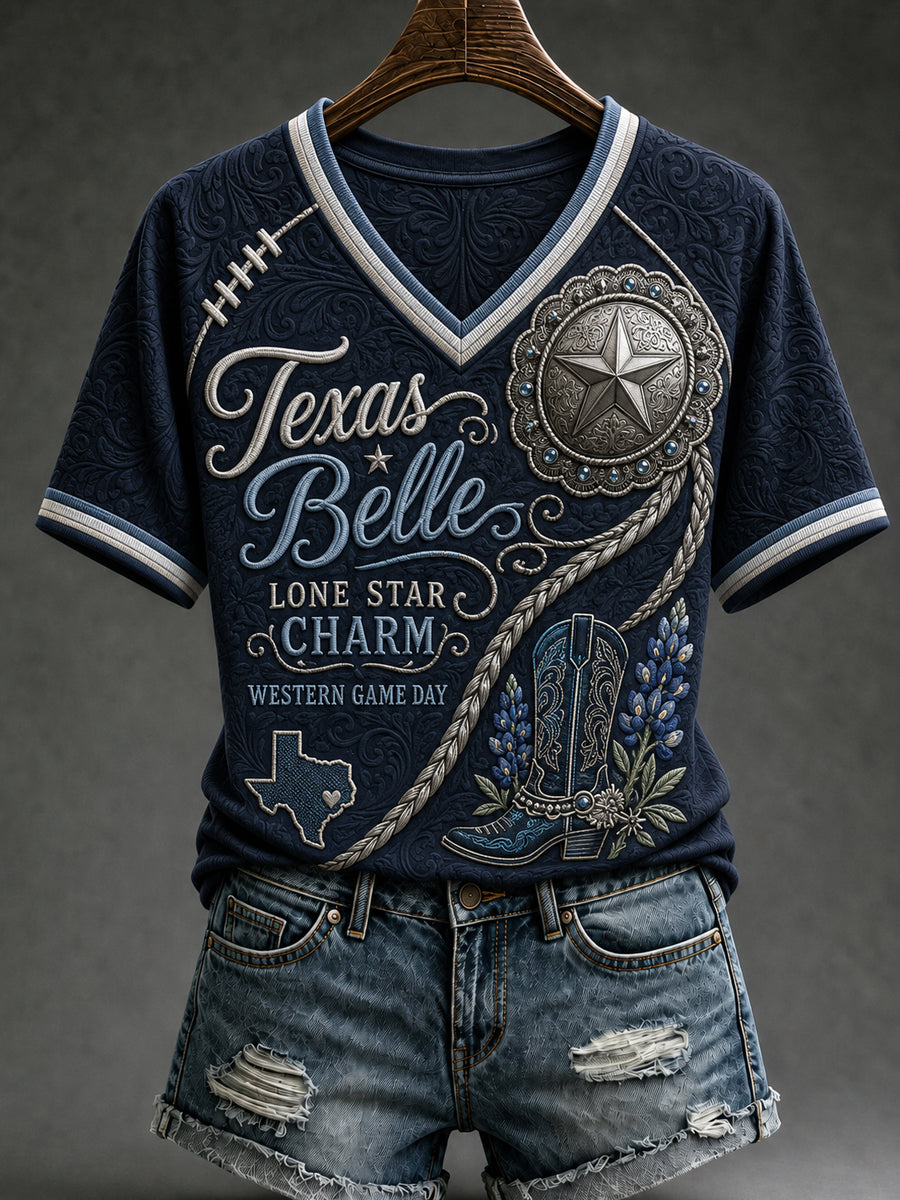 Women’s Rugby Dallas Cowboys Printed Casual Short-Sleeve T-Shirt
