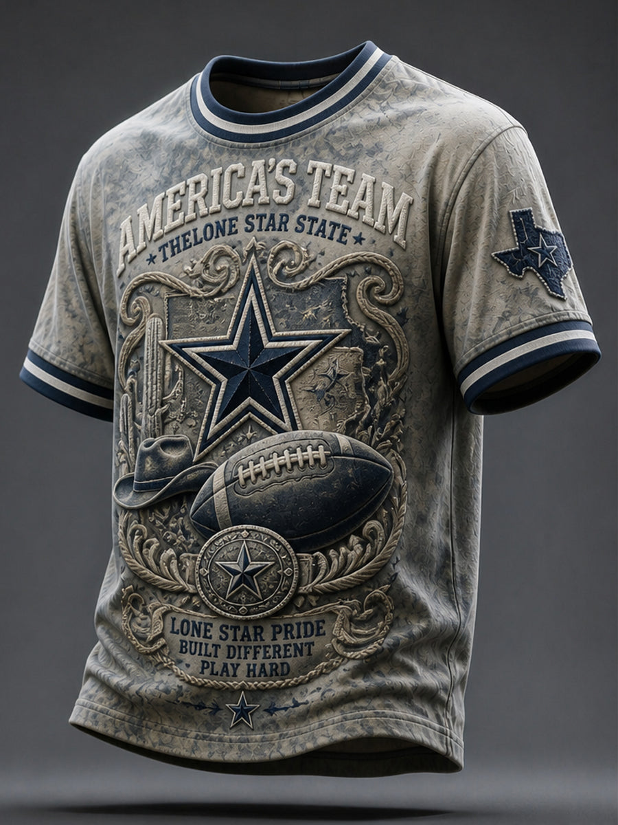 Men’s Rugby Dallas Cowboys Printed Casual Short-Sleeve T-Shirt