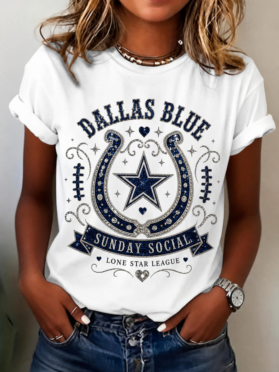 Women’s Rugby Dallas Cowboys Printed Casual T-Shirt