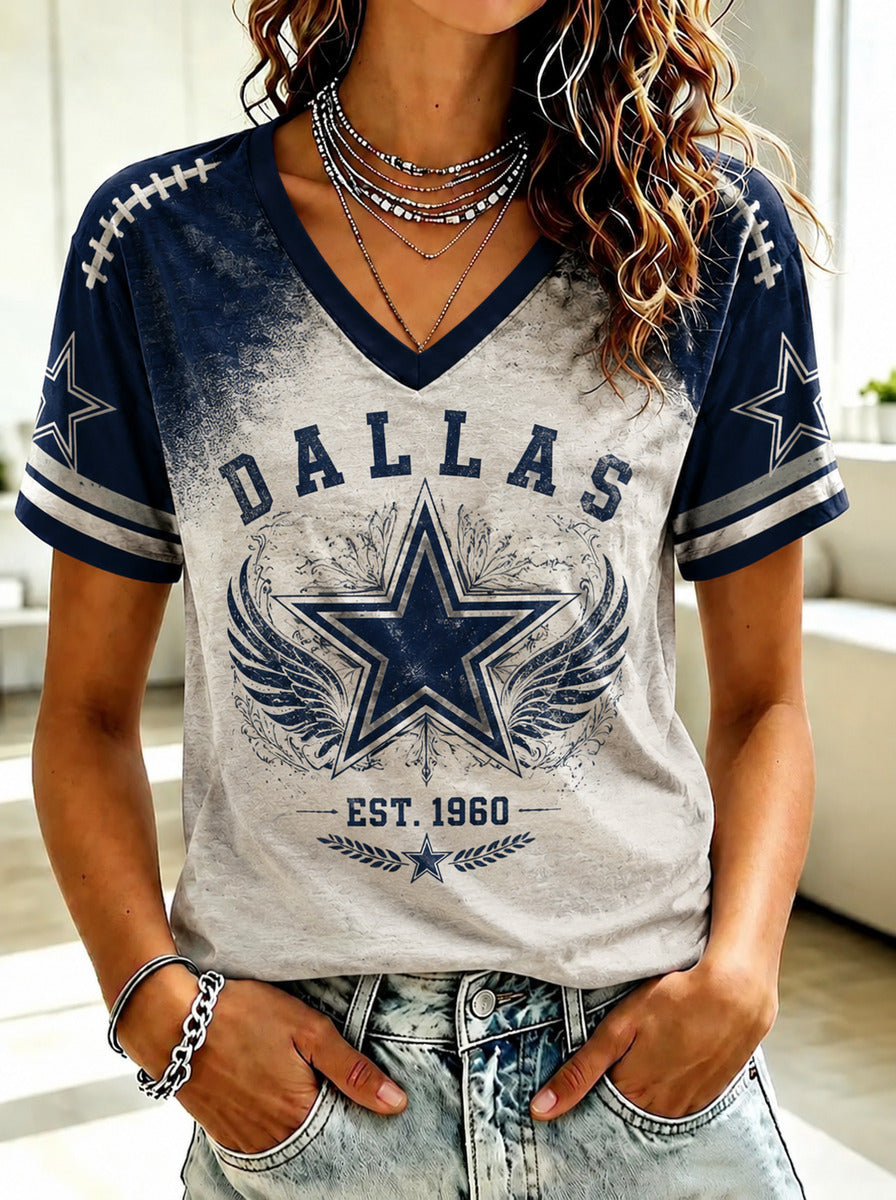 Women’s Rugby Dallas Cowboys Printed Casual T-Shirt