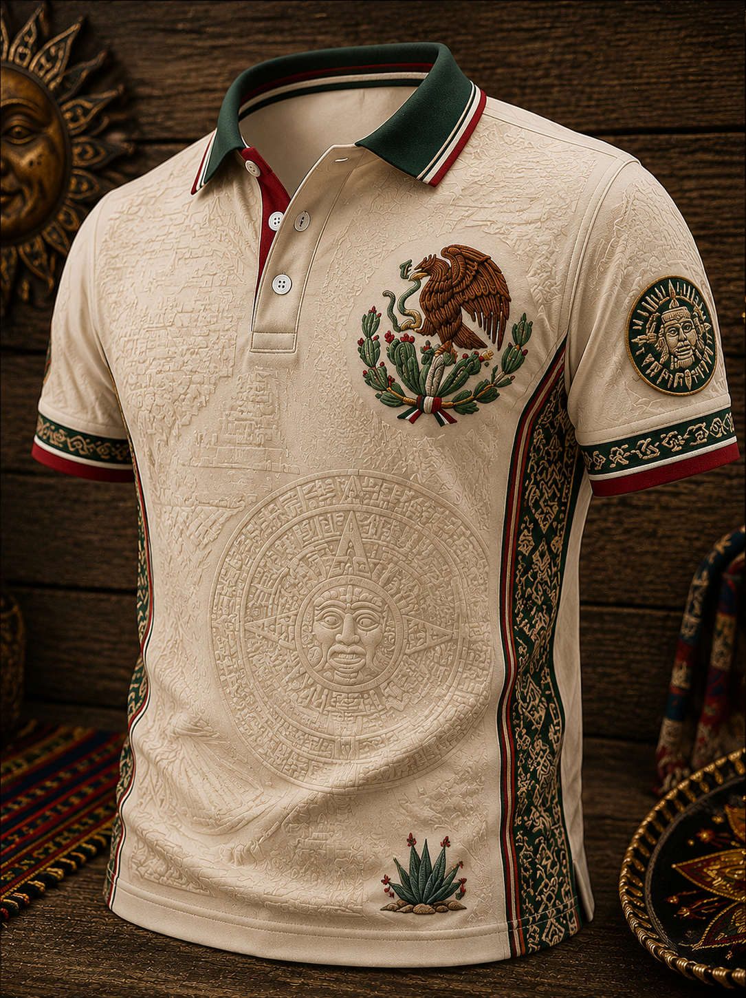 Men’s Mexican Independence Day Printed Casual Short-Sleeve Polo Shirt