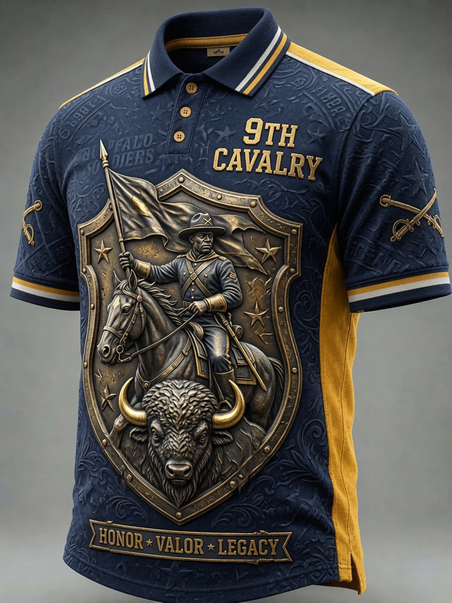 Men’s Buffalo Soldier Print Casual Short-Sleeve Polo Shirt