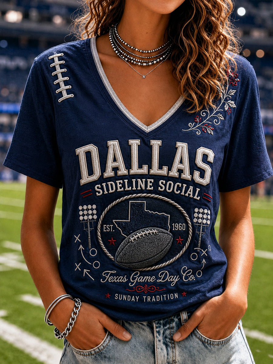 Women’s Rugby Dallas Cowboys Printed Casual T-Shirt