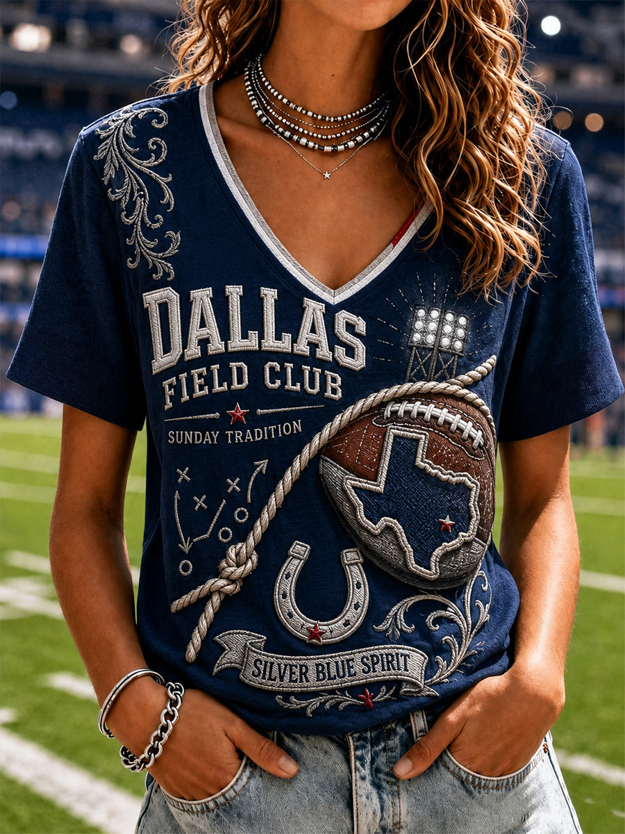 Women’s Rugby Dallas Cowboys Printed Casual T-Shirt