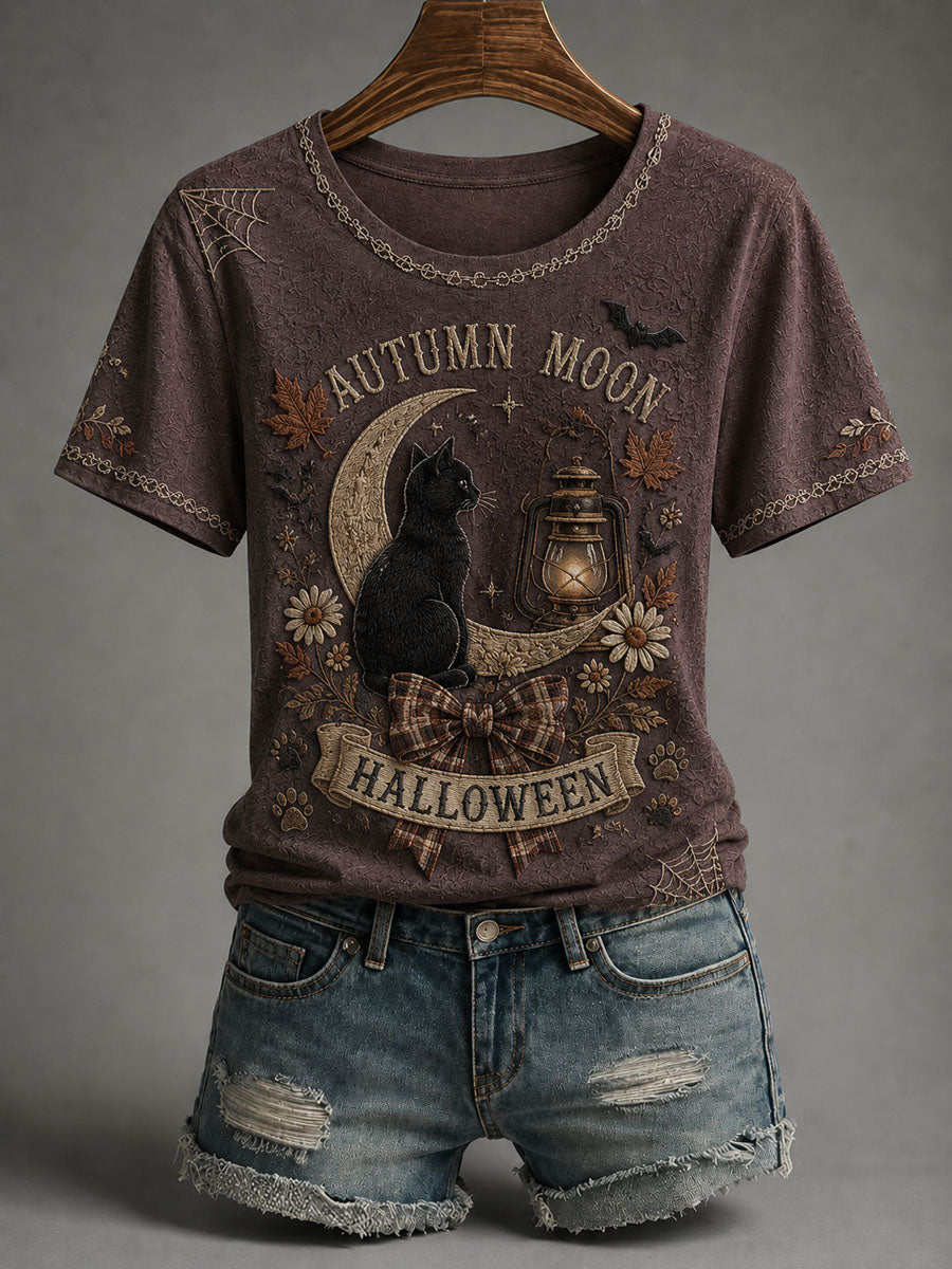 Women’s Autumn/Halloween Printed Casual Short-Sleeve T-Shirt